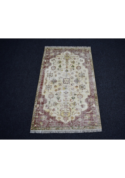 Zehra Abla Halı Vintage El Dokuma Benzersiz Eskitme İran Yün Halı 7465 Çok Renkli