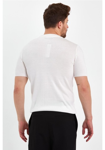Cool Tarz Beyaz Erkek Yarım Balıkçı Düz Triko T-shirt-trz19129r12s Beyaz Beyaz