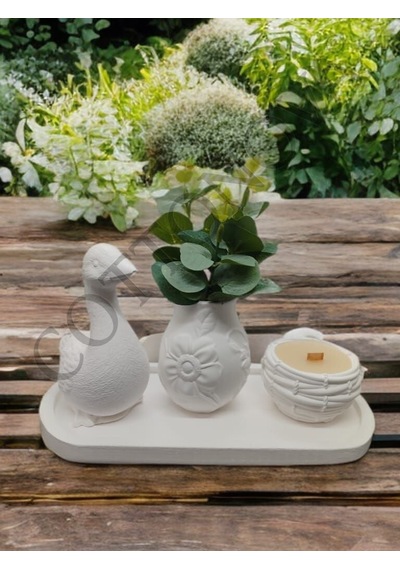 Cottonova C48 Dekoratif Vazo, Mumluk Ve Ördek Figürü