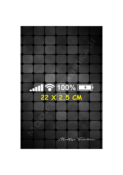 Şarj Yüzdesi Sticker Folyo - Beyaz - 22 X 2.5 Cm