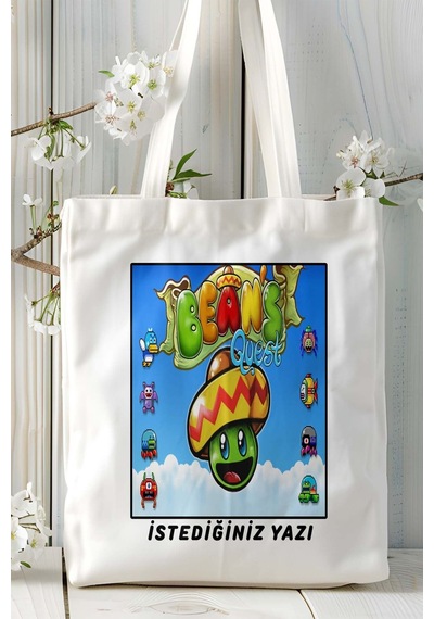 Art Hediye Bean Dreams Mobil Oyun Baskılı Omuz Çanta Çift Tafaflı Baskı Kişiye Özel 5 Çok Renkli