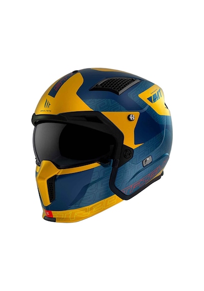 Mt Streetfighter Sv Totem C3 Çene Açılır Kask Mat Mavi - Sarı
