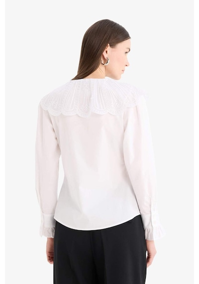 DeFacto Regular Fit Geniş Yakalı Poplin Uzun Kollu Tesettür Gömlek Tunik F2731AX25SMWT34