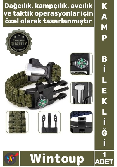 Bileklik Outdoor Kamp Taktik Hayatta Kalma Acil Durum Ekipman Dağcılık Düdüklü Pusulalı Bileklik Çok Renkli