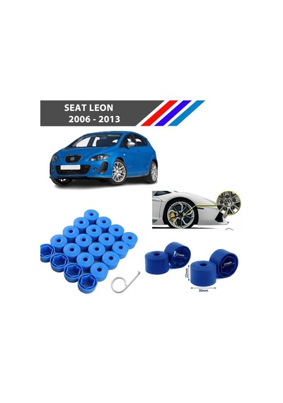 Otozet - Seat Leon Bijon Civata Kapağı Mavi Renk 20 Adetli Set 17mm 1k06011739b9