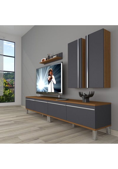 Decoraktiv Eko 5200t Mdf Krom Ayaklı Tv Ünitesi Tv Sehpası - Ceviz Antrasit Ceviz - Antrasit Decoraktiv Eko 5200t Mdf Krom Ayaklı Tv Ünitesi Tv Sehpası - Ceviz Antrasit Ceviz - Antrasit