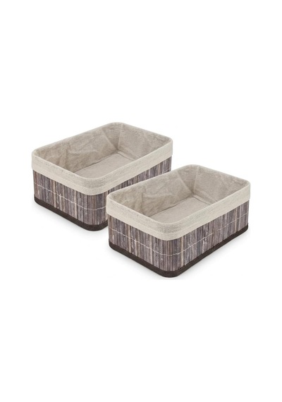 Tr Bambu Çok Amaçlı Saklama Kutusu Düzenleyici Orta Boy Organizer, Dekoratif Bambu Düzenleyici Gri 29x19x10cm 2 Genel