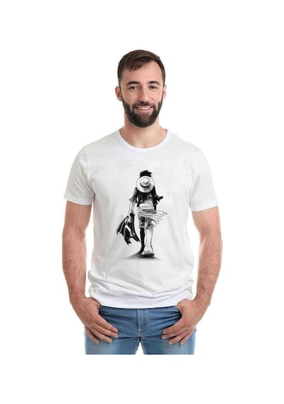Anime One Piece Baskılı Beyaz Erkek Tshirt (530986187)