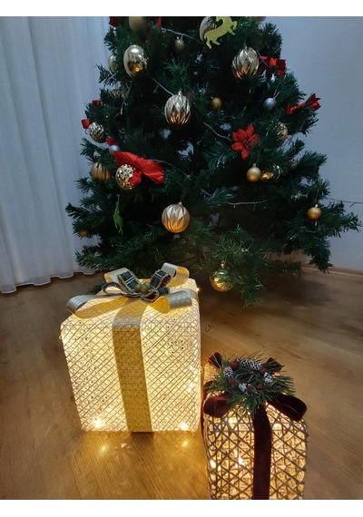 2 Adet El İşçiliği Işıklı Led Kutu