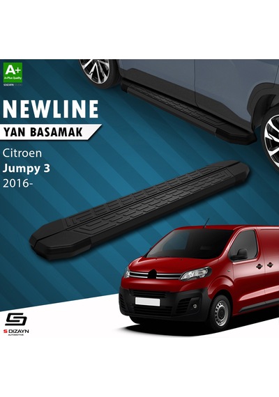 S-dizayn Citroen Jumpy 3 Kısa Şase Newline Siyah Yan Basamak 213 Cm 2016 Üzeri A+ Kalite