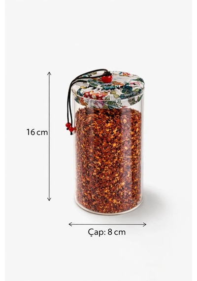Morponi 3'lü Borosilikat Cam Etnik Desenli Kumaaş Kapaklı Kavanoz Seti 650 Ml Şeffaf