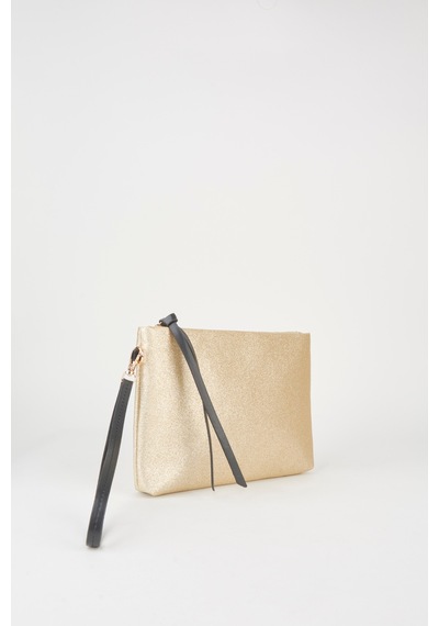 Vivaq Kadın Bellis Simli Gold Astarlı Suni Deri Bilek Askılı Portföy El Ve Clutch Çanta