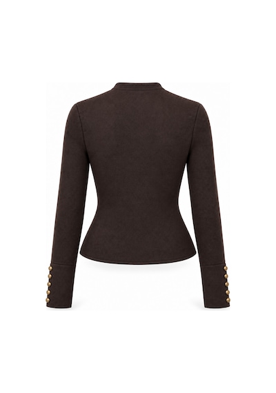 Verymoda Çift Ssıra Düğme Blazer Triko Ceket K-238 Acı Kahverengi