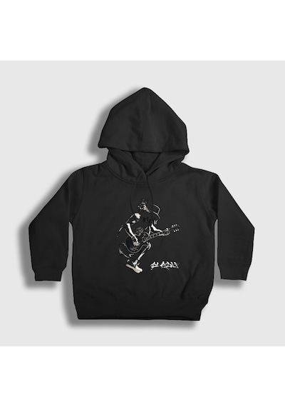 Presmono Unisex Çocuk Jump Guns N' Roses Slash Kapüşonlu Sweatshirt Siyah