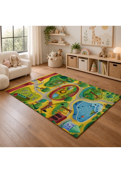 Kartela Halı Hayvanat Bahçesi Kaymaz Taban Çocuk Oyun Halısı - 120 x 180 CM
