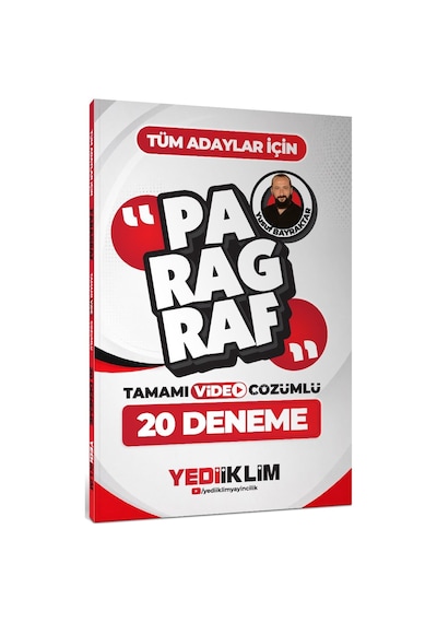 Yediiklim Yayınları Tüm Adaylar İçin Paragraf Tamamı Video Çözümlü 20 Deneme