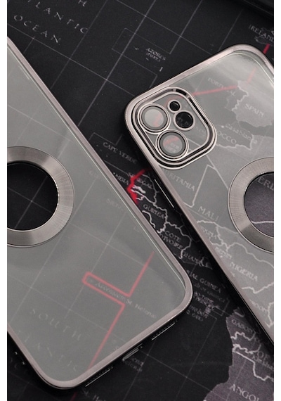 Apple Uyumlu iPhone 11 Siyah Renkli Kenarlı Lazerli Şeffaf Kılıf Lens Korumalı