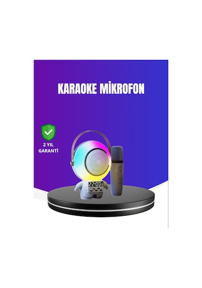 Rgb Işıklı Astronot Bluetooth Hoparlör Karaoke Mikrofonlu