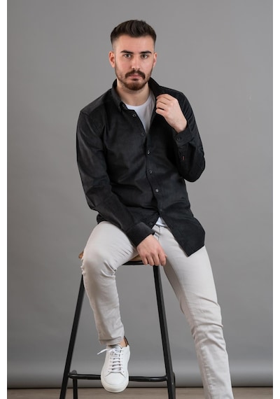 Dorss Slimfit Erkek İnce Fitilli Kadife Gömlek 001