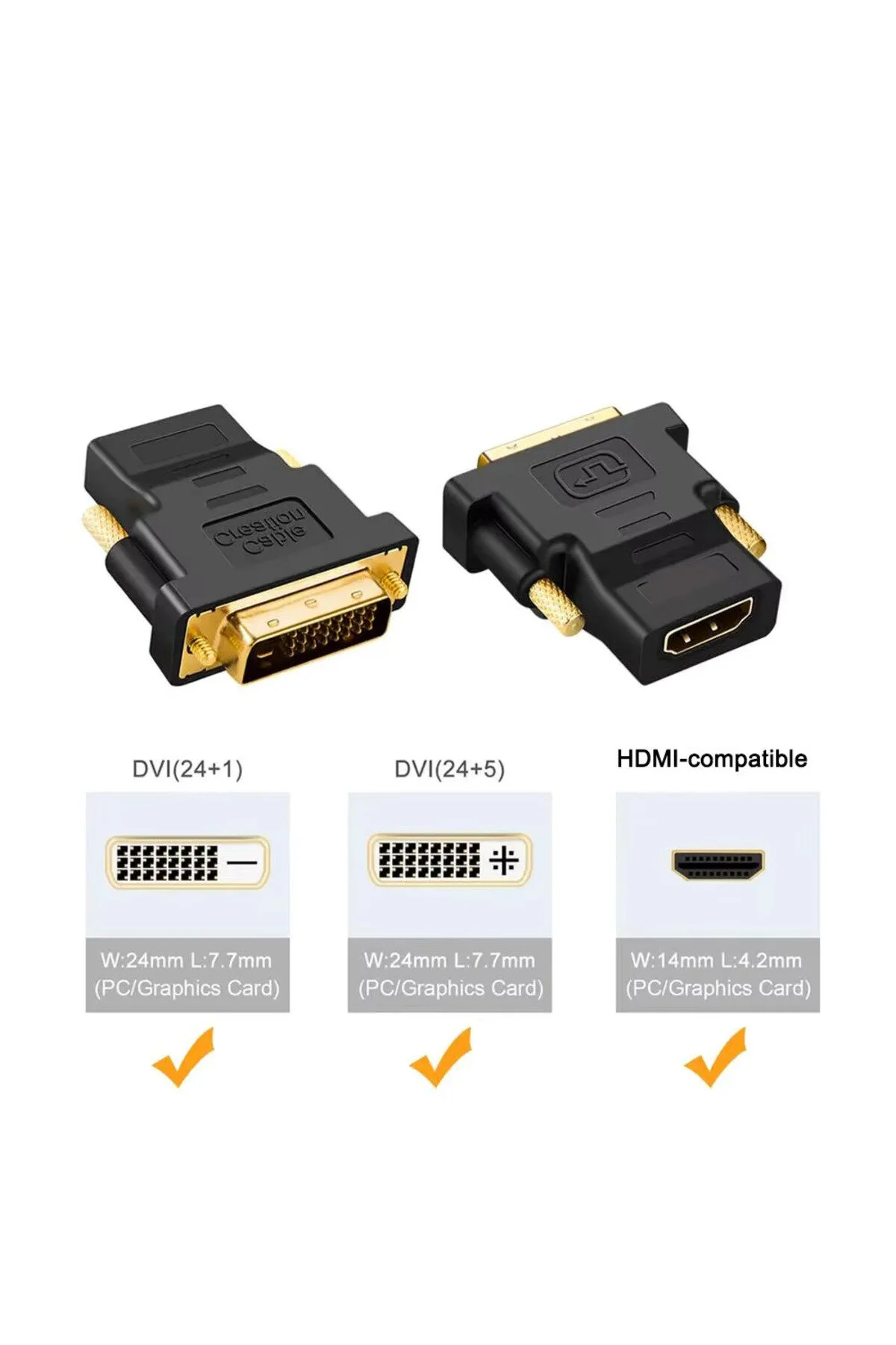 Yeni 2026 24 1 Dvı Erkek To Hdmı Dişi Çevirici Dvi To Hdmi Full Hd 1080p Dönüştürücü 25 Pinli 001