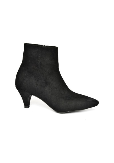 Fox Shoes R404710002 Siyah Süet Alçak Topuklu Kadın Bot Siyah
