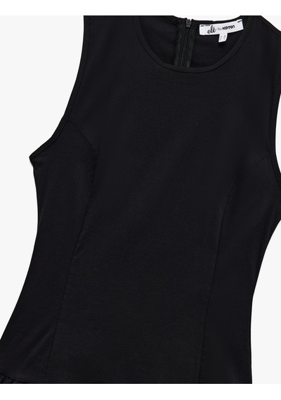 Koton U Yaka Slim Fit Kolsuz Mini Balon Elbise Siyah 5sal80153ıw Siyah