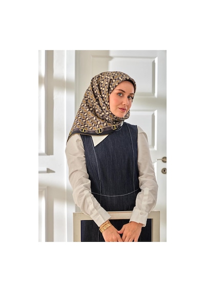 Silk Home Twill İpek Eşarp 11481-33 Antrasit, Haki, Gri, Gümüş