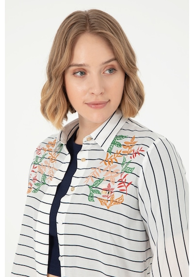 U.s. Polo Assn. Kadın Lacivert Gömlek Desenli 50289485-vr033 Lacivert