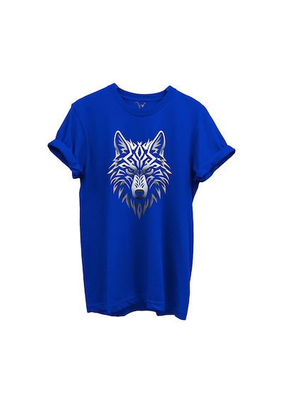 Kurt Ve Türk Özel Koleksiyon Serisi-7 Tasarım Baskılı %100 Pamuk T-shirt Saks Mavi