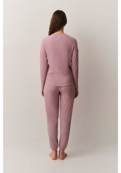 Suwen Soft Touch Pijama Takımı Sh26206660a1296 Gül Rengi