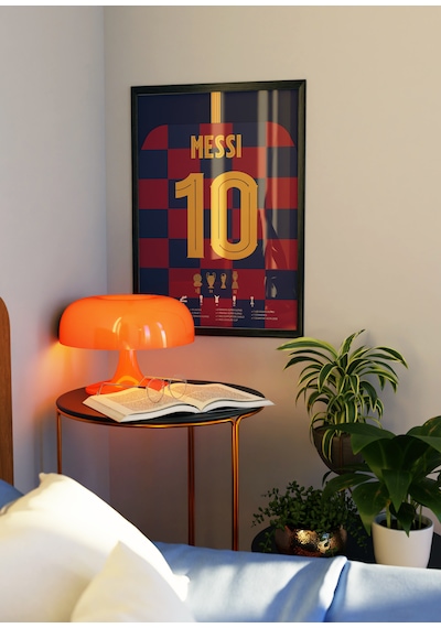 Leo Messi 10 Forma Tasarımlı Poster Tablo Siyah Çerçeveli
