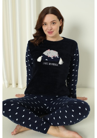 Wordex Fawn 5006 Peluş Welsoft Polar Kışlık Yumoş Kadın Pijama Takımı Uyuyan Kedili 3317 Lacivert Wordex Fawn 5006 Peluş Welsoft Polar Kışlık Yumoş Kadın Pijama Takımı Uyuyan Kedili 3317 Lacivert