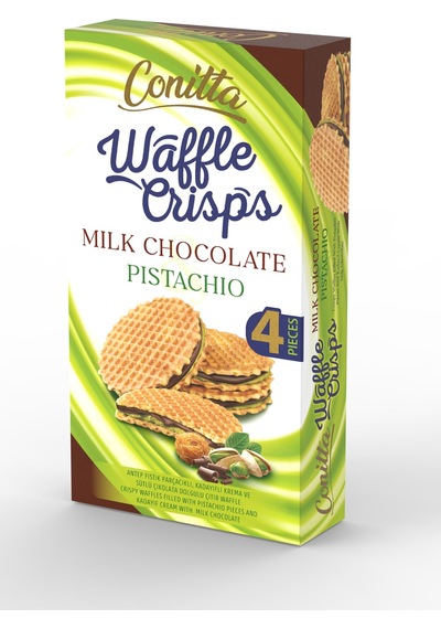 Conitta Waffle Crisps - Antep Fıstıklı Sütlü Çikolatalı Gofret 100 Gr