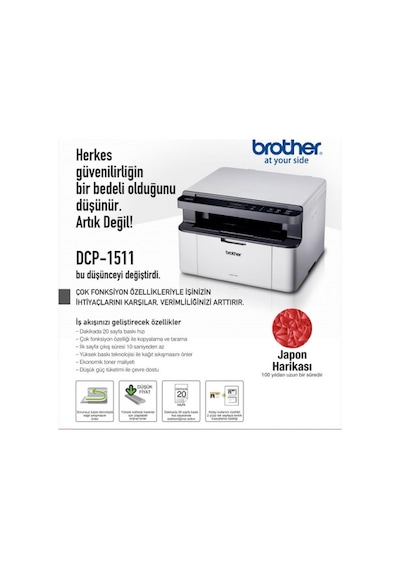 Brother DCP-1511-2T Lazer Yazıcı Tarayıcı Fotokopi 2 Adet Tam
