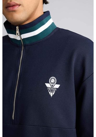 Defacto Boxy Fıt Dik Yaka Sporcu Sweatshirt F9372ax26spnv253 Lacivert-nv253