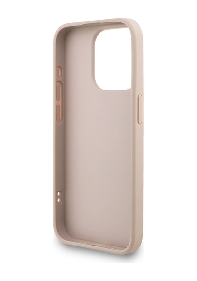 Apple Uyumlu iPhone 15 Pro Kılıf Guess Lisanslı Bilek Askı İpli Metal 4g Ve Yazı Logolu Kapak Pembe