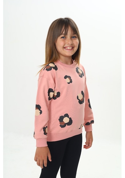 Toontoy Kız Çocuk Pano Baskılı Sweatshirt Koyu Pudra