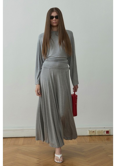 Suud Collection Gri Sophia Yarasa Kol Bluz