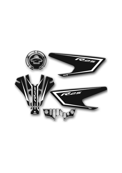 Hades Yamaha R25 2019-2024 Uyumlu Tank Pad Seti Siyah Beyaz Depo Koruma