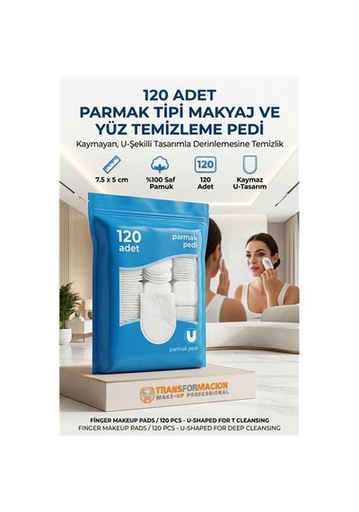Zenvac 120'li Parmak Tipi Makyaj Temizleme Pedi, Yüz & Tonik Pamuğu 723167 Zenvac29