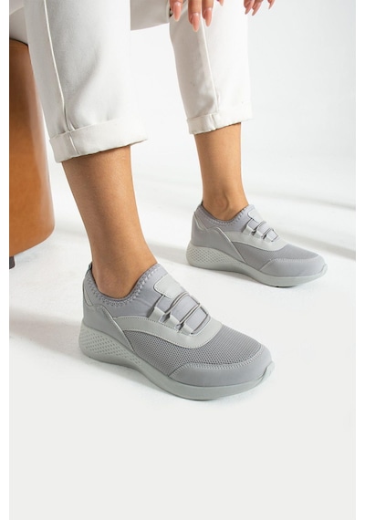 Buz - Gri Anatomik Esnek Taban Slip-on Spor Ayakkabı Günlük Sneaker Buz - Gri