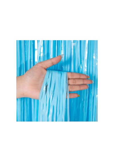 Soft Mavi Püsküllü Kapı Perdesi - Parti, Baby Shower, Sünnet Süsü, Cinsiyet Partisi 1x2 M Çok  Renkli