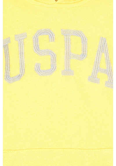 U.S. Polo Assn. Kız Çocuk Sarı Kapüşonlu Basic Sweatshirt 50296388-VR044