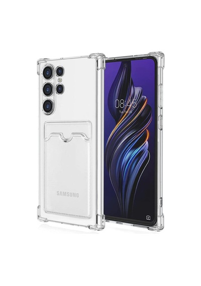 Samsung Galaxy Uyumlu S24 Ultra Kılıf Kart Şeffaf Silikon - Şeffaf -