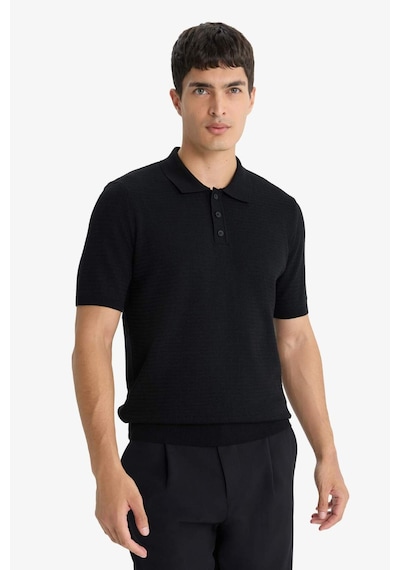 Defacto Standart Fit Polo Yaka Triko Kısa Kollu Tişört F4947ax25aubk27 SIYAH