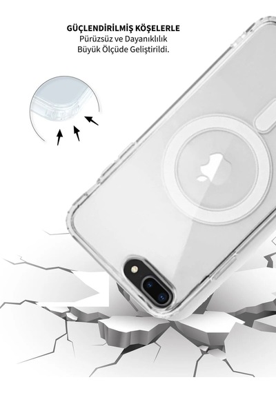 Apple Uyumlu iPhone 8 Plus Şeffaf Magsafe Kılıf Safe Şeffaf