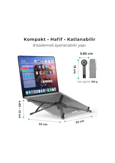 Manyetik 3 Ü 1 Arada Ayarlanabilir Masaüstü Laptop, Tablet Ve Telefon Standı Katlanabilir Metal Gö