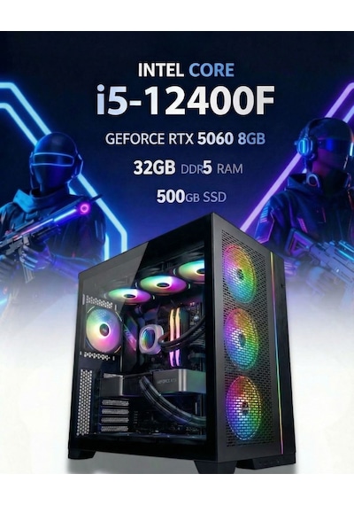 Tekden TKDEN000004 i5-12400F 32 GB 500 GB SSD 8 GB RTX5060 Free Dos Masaüstü Oyuncu Bilgisayarı