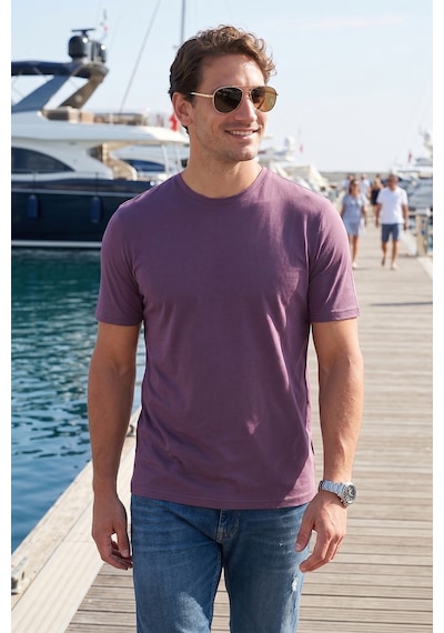 Buratti Pamuklu Regular Fit Bisiklet Yaka Erkek T Shirt 59020204 Mürdüm