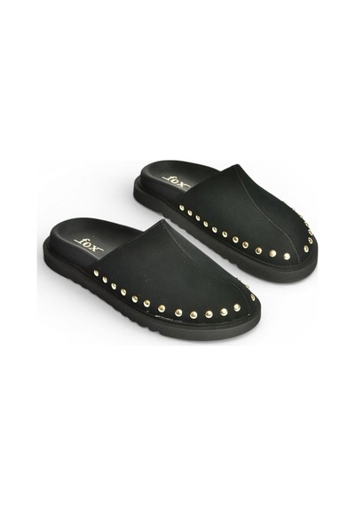 Fox Shoes Y918132902 Siyah Süet Önü Kapalı Sabo Terlik